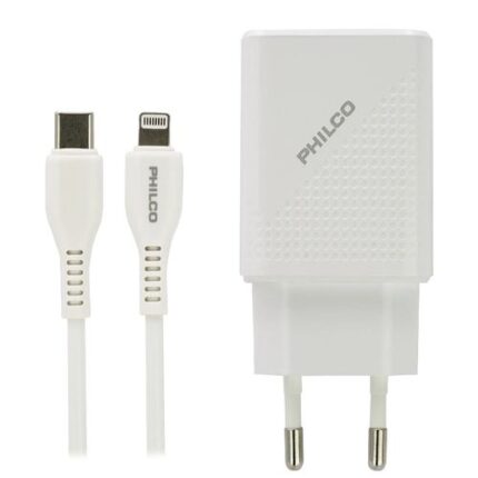 79220QC624 CARGADOR DE PARED QUALCOM C/PUERTO TIPO C Y CABLE LIGHTNING
