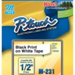 M231 CINTA BROTHER 12MM 8MTS NEGRO S/BLANCO PT-P90