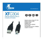 XTC-303 - XTECH CABLE DE IMPRESORA USB 2.0 TiPO A MACHO 3.0 METROS